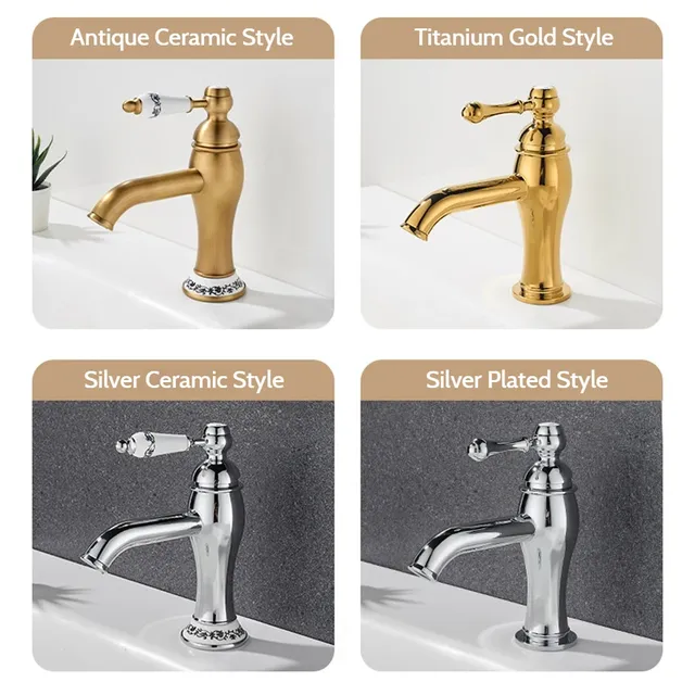 Robinet de lavabo à trou unique en laiton chromé rétro – vue 6