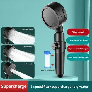 Pommeau douche pressurisé noir mat ergonomique bouton molette pause…