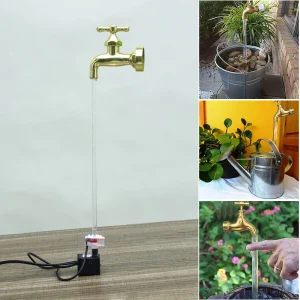 Analyste de fontaine d&rsquo;eau flottante avec bec coulant invisible, arrosoir, robinet d&rsquo;art de cour, feux de course, cadeau de vacances