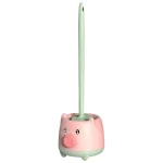 Ensemble de brosse de cuvette de toilette compacte, support mural, rose et vert, livres HODeep