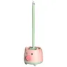 Brosse toilette compacte support mural rose vert… – vue 1