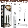 Mélangeur électrique portatif avec 3 réglages de vitesse, fouet de chargement USB polyvalent, mélangeur d&rsquo;œufs électrique, outil de mélange de café, cuisine domestique