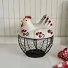 Panier oeufs poule céramique couvercle amovible peint… – vue 6
