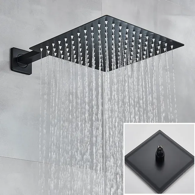 Ensemble de douche à chaud noir avec boîte orange – vue 4