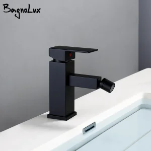 Robinet de Bidet en or brossé, robinet d&rsquo;évier de salle de bains, buse ronde pivotante à 360 degrés, mélangeur chaud et froid carré monté sur le pont