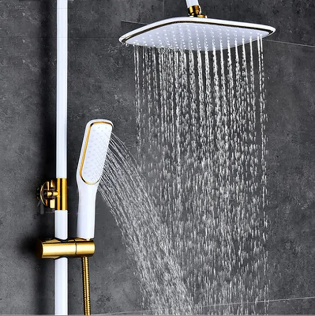 Pommeau de douche cascade de couleur or et noir et blanc – vue 2