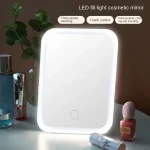 Miroir de maquillage à écran tactile LED, pliable, éclairé, 3 couleurs, Modes d&rsquo;éclairage, outils de miroir cosmétique rechargeables par USB