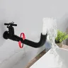 Robinet mural lavabo inox 304 brossée noir mat bec long… – vue 4