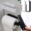 Porte-papier hygiénique mural, 1 pièce, sans poinçonnage, rouleau de serviettes en tissu, porte-serviettes de salle de bains, accessoires de salle de bains, matériau plastique Porte-papier hygiénique mural, 1 pièce, sans poinçonnage, rouleau de serviettes en tissu, porte-serviettes de salle de bains, accessoires de salle de bains, matériau plastique