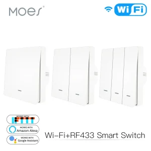 Interrupteur mural intelligent, commande à distance, wi-fi, RF433, bouton-poussoir, application Tuya, fonctionne avec Alexa et Google Home Interrupteur mural intelligent, commande à distance, wi-fi, RF433, bouton-poussoir, application Tuya, fonctionne avec Alexa et Google Home
