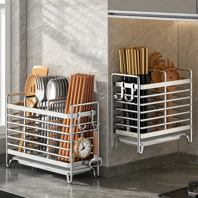 Porte ustensiles mural sans perçage acier inoxydable… – vue 3