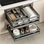 Armoires de cuisine extractibles, paniers de Style tiroir, bol, paniers de rangement de plats, Organization à trois couches, étagère épaisse