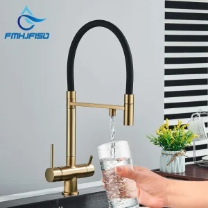 Robinet de cuisine à eau filtrée noir, pulvérisateur Flexible extractible en laiton, Purification pivotante à 360 degrés, mitigeur d’eau Pure, robinet à 3 voies Robinet de cuisine à eau filtrée noir, pulvérisateur Flexible extractible en laiton, Purification pivotante à 360 degrés, mitigeur d’eau Pure, robinet à 3 voies