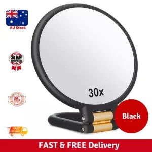 Miroir grossissant 10/15/20/30x, miroirs à main de voyage avec poignée, miroirs à main Double face