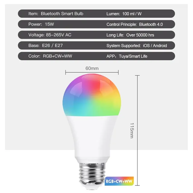 Ampoule LED intelligente Bluetooth Tuya – vue 6