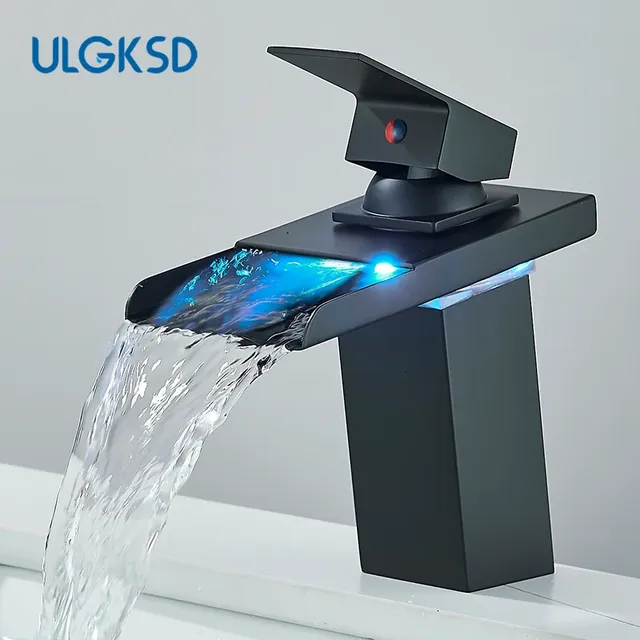 Robinet de lavabo de salle de bains LED noir – vue 2