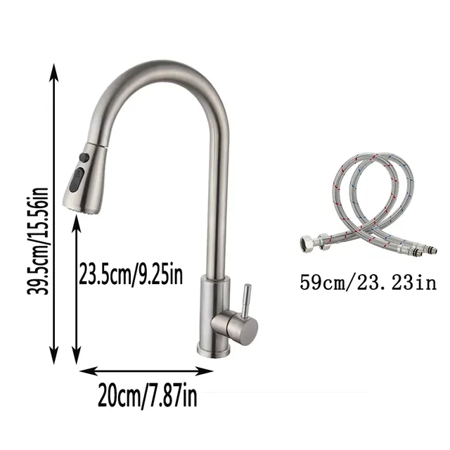 Mitigeur cuisine inox brossé col cygne bec haut… – vue 6