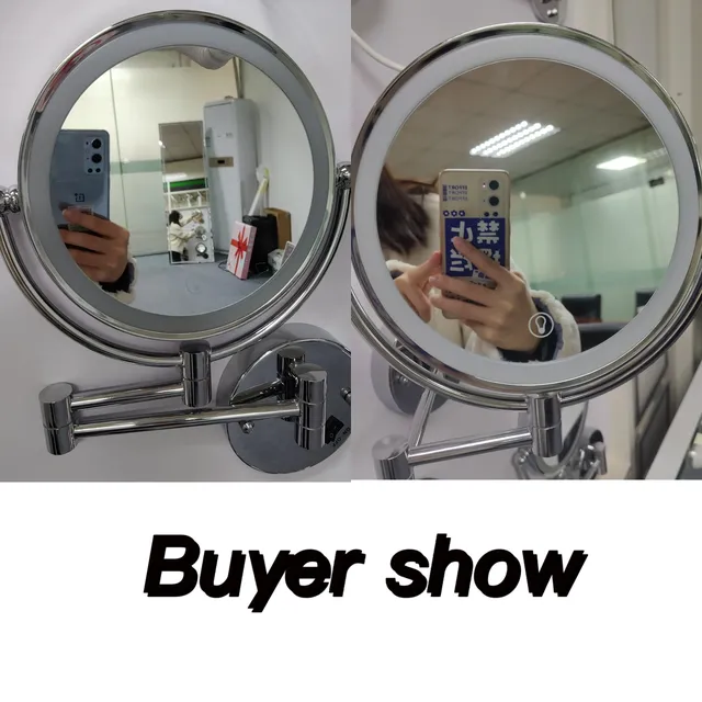 Miroir de maquillage mural à LED avec prise – vue 3