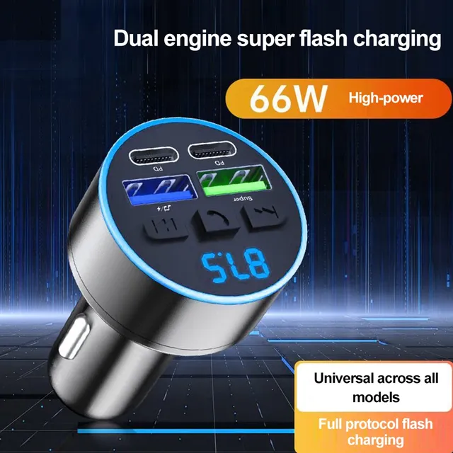 Chargeur de voiture transmetteur FM Bluetooth 5.0 mains… – vue 2
