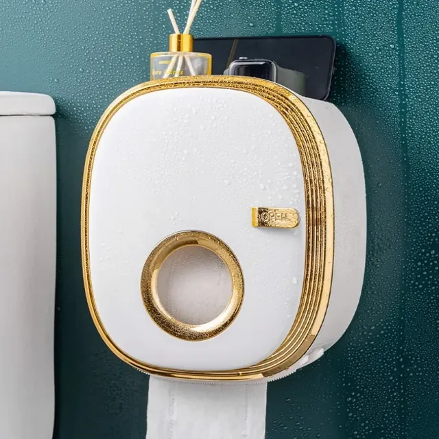 Distributeur mural papier toilette blanc doré rétro luxe… – vue 5