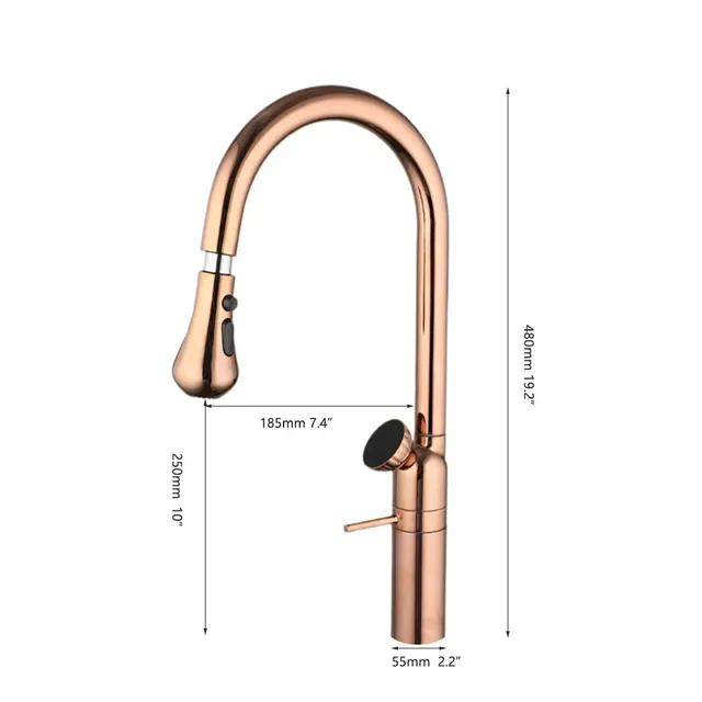 JIENI robinet de cuisine en or Rose – vue 6