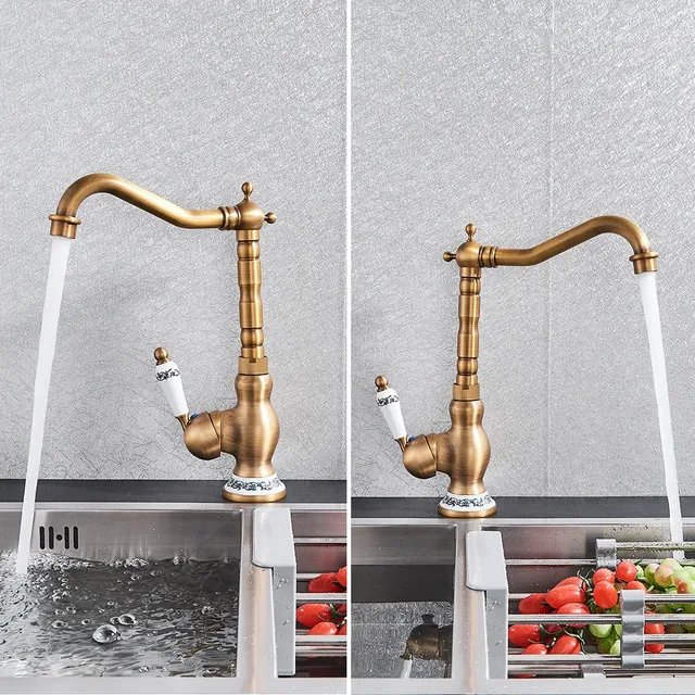 Robinet de salle de bains en laiton Antique – vue 3