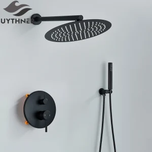 Uythner robinet de douche de salle de bains, pomme de pluie murale avec pulvérisateur à main, robinets de baignoire, système de mélangeur de bain-douche