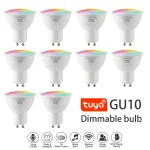 Ampoule LED Tuya Wifi GU10 avec changement de couleur RVB et variable, fonctionne avec Alexa et Google Home, ampoule intelligente 1 à 10 pièces