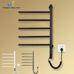 HOSmart-Porte-serviettes électrique à commande tactile, en acier inoxydable, rotatif, noir/blanc, T1