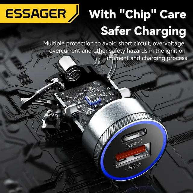 Essager 54W chargeur de voiture 5A Charge rapide Type C… – vue 5