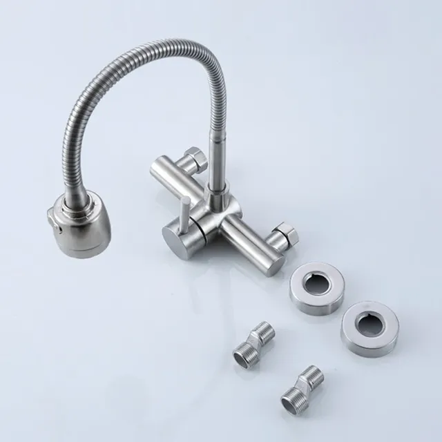 Robinet de cuisine mural en acier inoxydable – vue 6