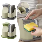 Distributeur de savon de cuisine réutilisable, ustensiles de cuisine, distributeur de savon facile à nettoyer avec porte-éponge, boîte de presse à savon liquide, comptoir