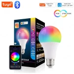Ampoule LED intelligente Bluetooth Tuya, AC 85-265V, projecteur à intensité variable, 15W E27 RGB + CW + WW, lampe à changement de couleur pour la maison
