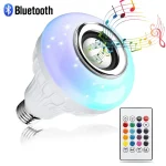 Ampoule de musique avec haut-parleur Bluetooth E27, 12W, télécommande RGB, 85-265V, pour chambre à coucher, décoration de maison, lampe RGB à couleur changeante