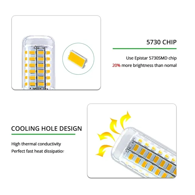 Ampoule LED haute puissance E14 E27 24 36 56 72LED – vue 2