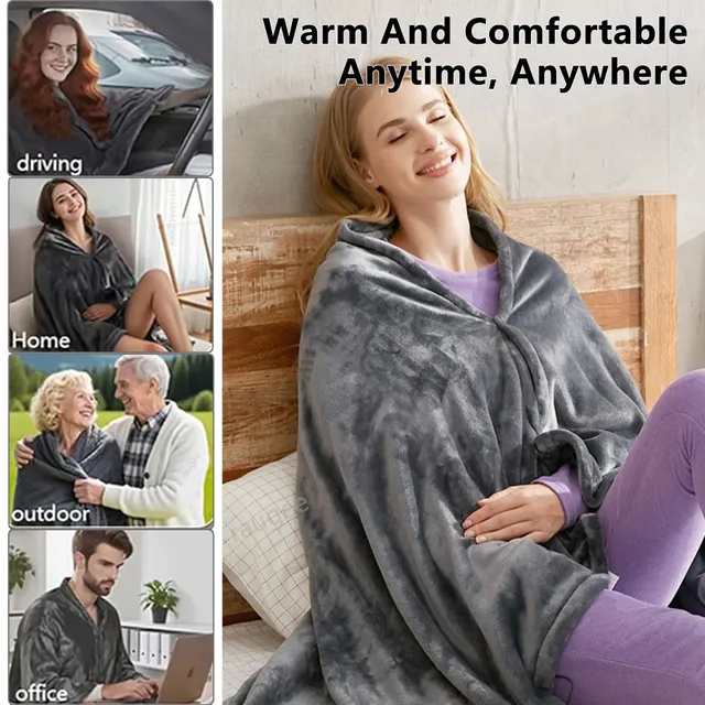 Couverture chauffante usb rechargeable châle poncho… – vue 6