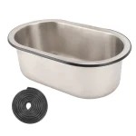 Évier de barre de camping-car en acier inoxydable 304, lavabo de forme ovale avec trou de vidange de 40mm pour bateau, caravane, camping-car, 13,6X8X5,2 pouces