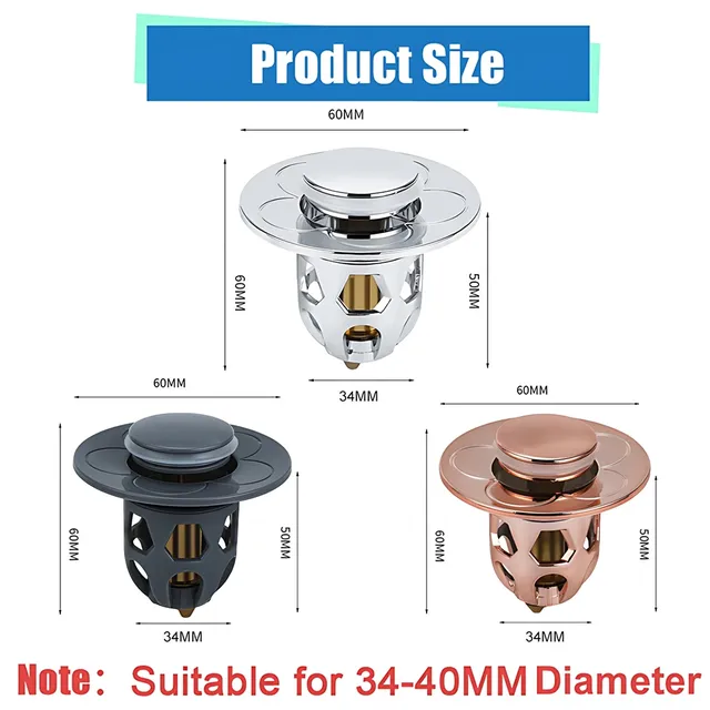 Bonde lavabo poussoir panier filtre anticheveux laiton… – vue 6