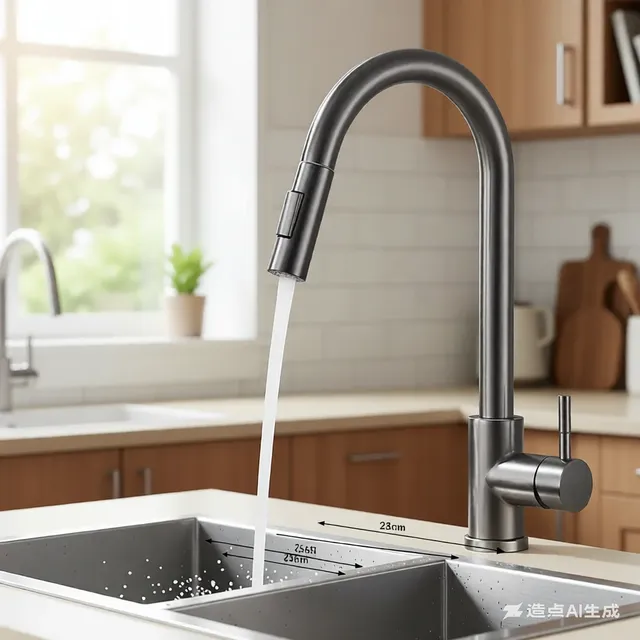 Robinet de cuisine extractible en acier inoxydable – vue 2