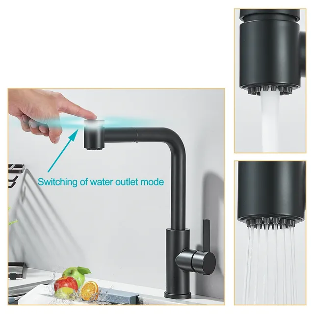 Mitigeur cuisine noir mat design contemporain arc… – vue 2