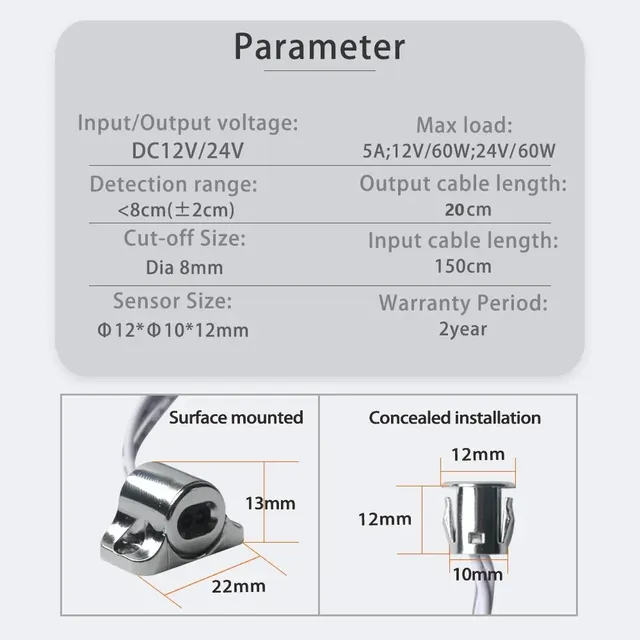 Capteur LED d'ouverture/fermeture de porte d'armoire de… – vue 3