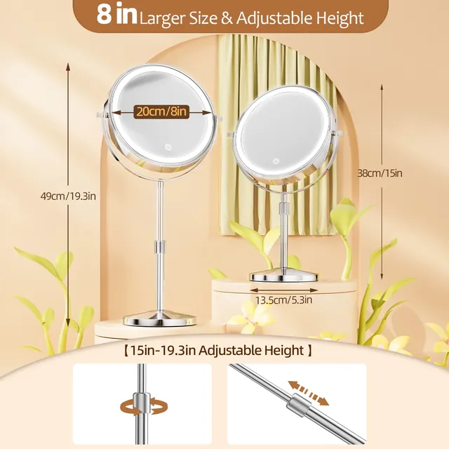 Miroir de maquillage debout avec lampe lumineuse – vue 2