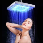 Pommeau de douche rond à lumière LED rvb de 8 pouces, changement automatique économie d&rsquo;eau pluie haute pression salle de bain douche à pluie