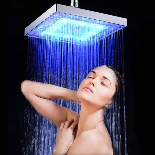 Pommeau de douche rond à lumière LED rvb de 8 pouces