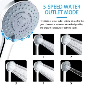 Pulvérisateur de salle de bains, pomme de douche à jet, économie d&rsquo;eau, réglable à main, 5 Modes, douche SPA, pomme de bain, accessoires de salle de bains