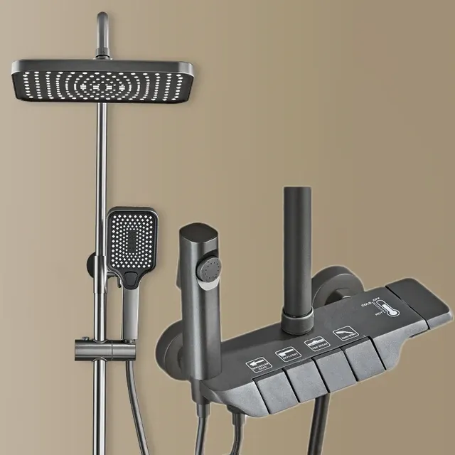 Pommeau de douche à effet pluie avec piano chromé – vue 2