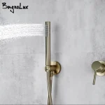 Douche à main salle de bain robinet de douche robinet d&rsquo;eau chaude et froide support de douche en laiton et acier inoxydable 1.5M tuyau mélangeur mural