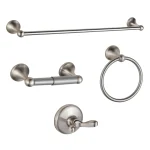 Ensemble d&rsquo;accessoires de salle de bain, porte-serviettes extensible réglable en Nickel brossé, ensemble de matériel de salle de bain 4 pièces mural