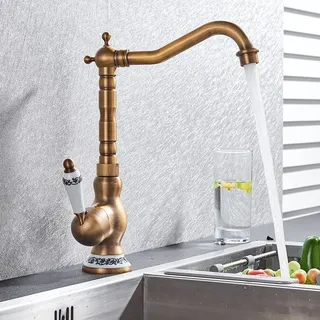 Robinet de cuisine en laiton antique