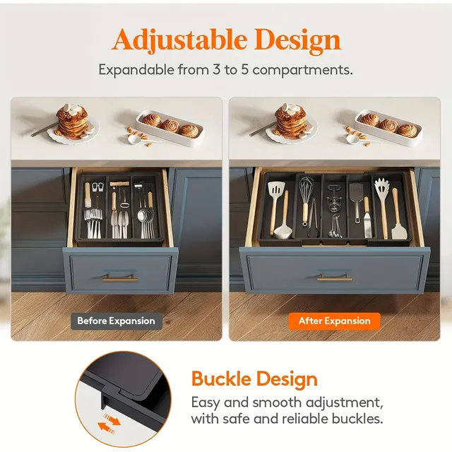 Organiseur tiroir cuisine extensible réglable plastique… – vue 3